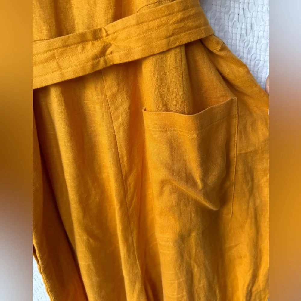 Everlane Marigold Square Neck Linen Jumpsuit Size 8 Belted